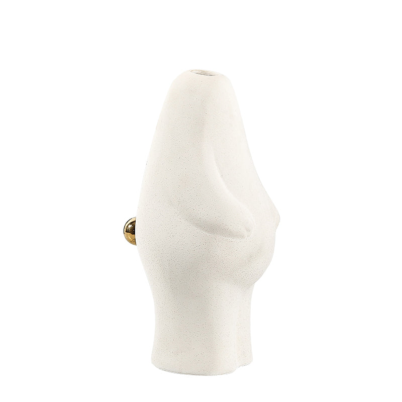 Standing Rabbit Ceramic Vase - White, Whimsical Home Decor Accent