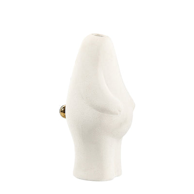 Standing Rabbit Ceramic Vase - White, Whimsical Home Decor Accent