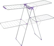 Laundry Dryer Venissa Double Winged Clothes Drying Rack with Basket, Grey