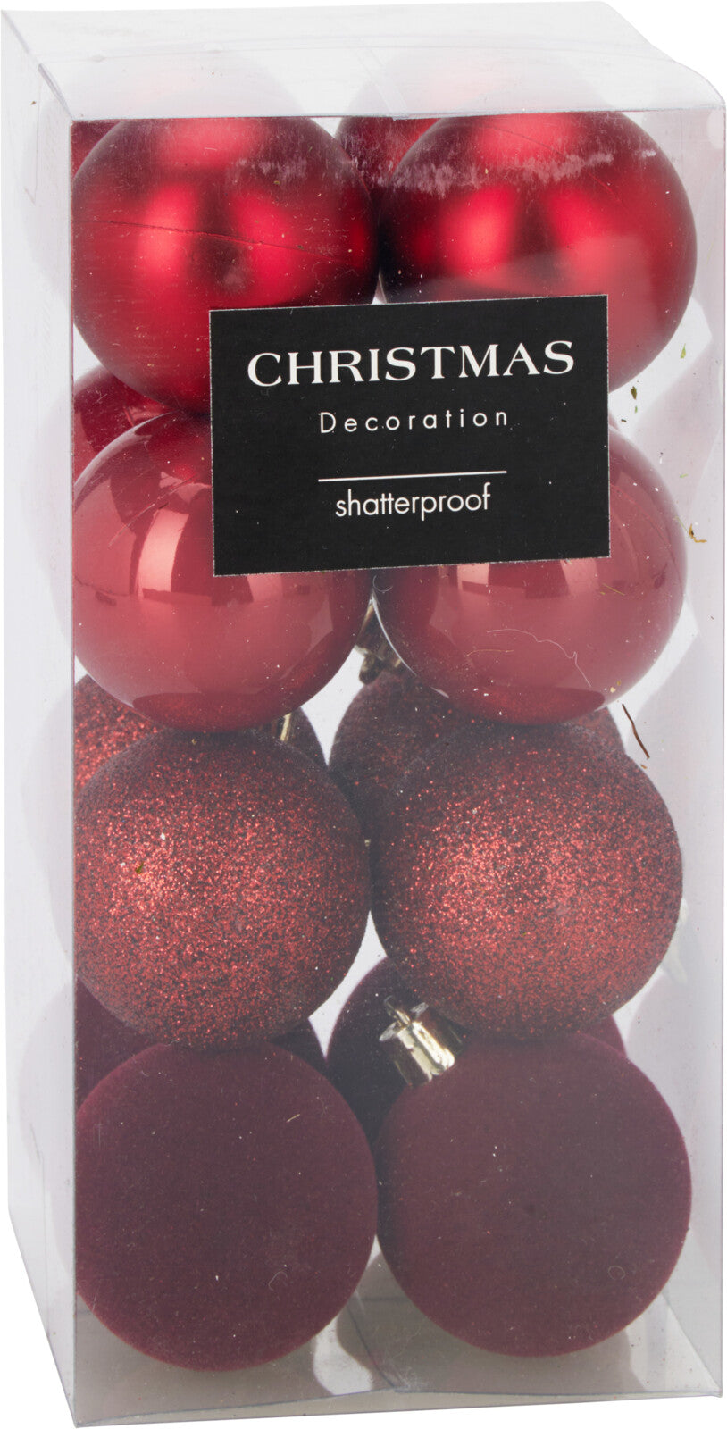 Xmas Balls Set of 16pcs Dark Red Shatterproof Baubles 5 & 8 cm
