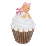 Gingerbread Cupcake Decor – Polyresin Christmas Tabletop Accent