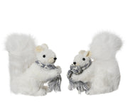 Squirrel Polyester Glitter With Scarf - White Tree Ornament H15cm