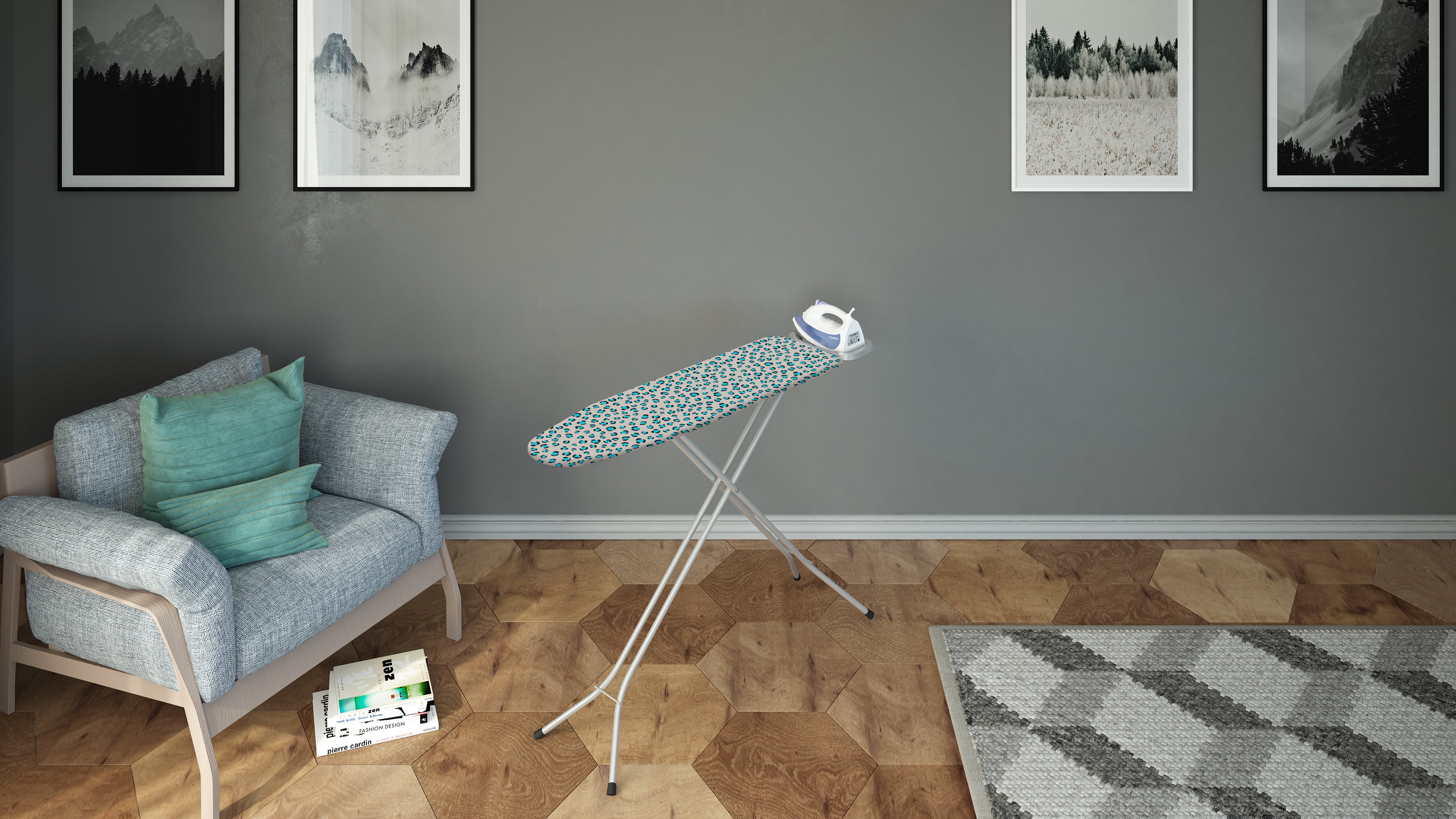 Ironing Board Super Euro Adjustable Plated Steel with Cotton Cover