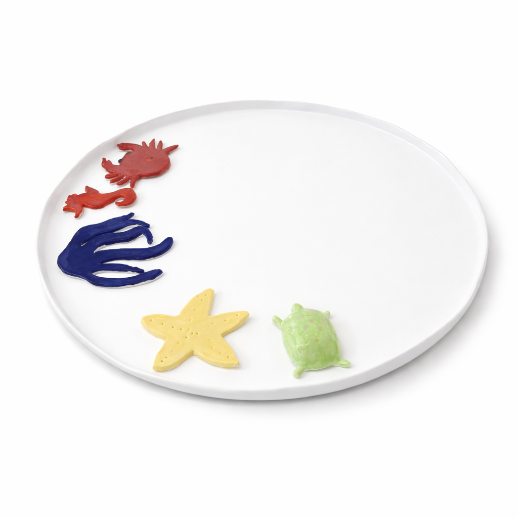 Handmade Glazed Ceramic Seafood Serving Platter 45 cm
