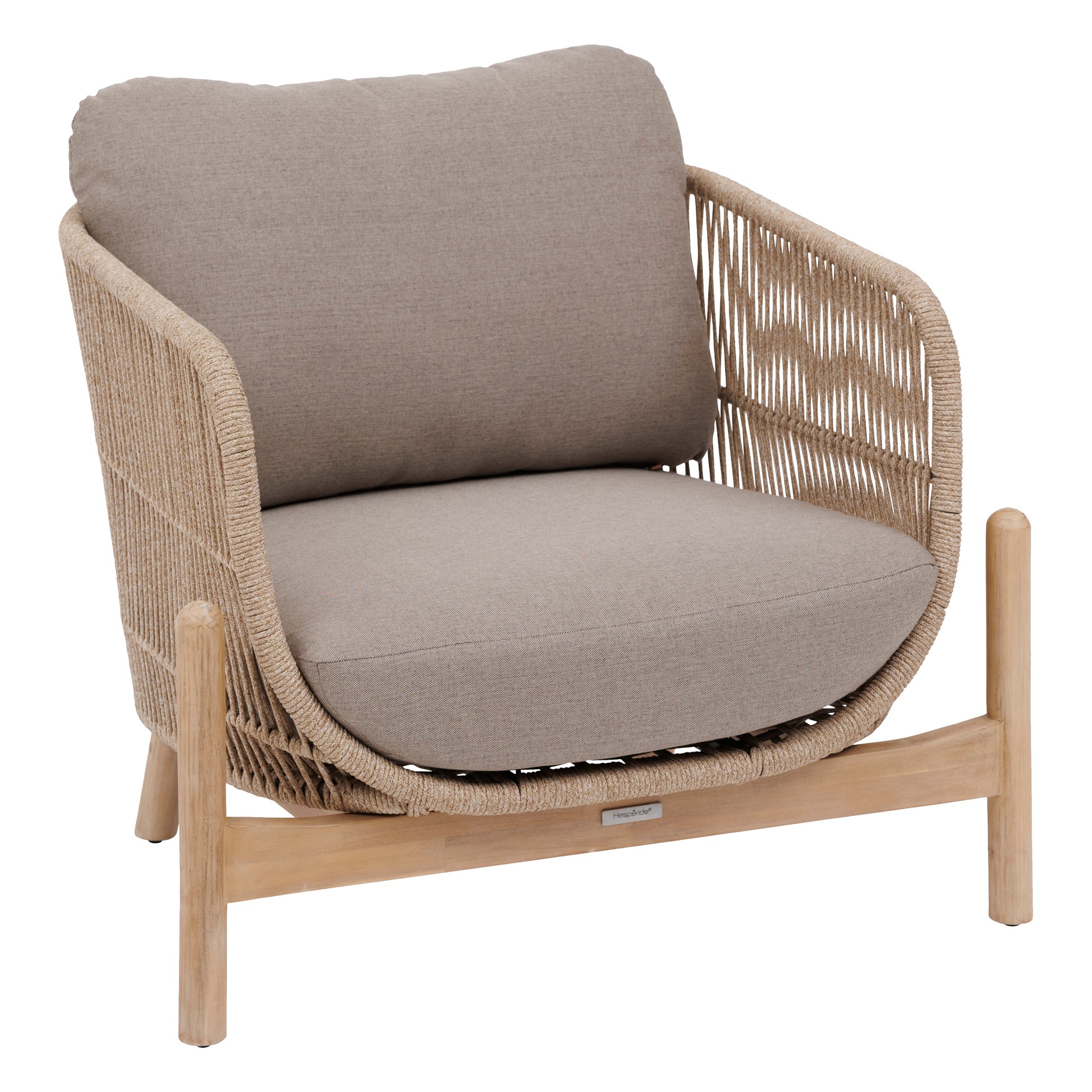DEONA Armchair Acacia Beige Outdoor Sofa Chair with Removable Cushions