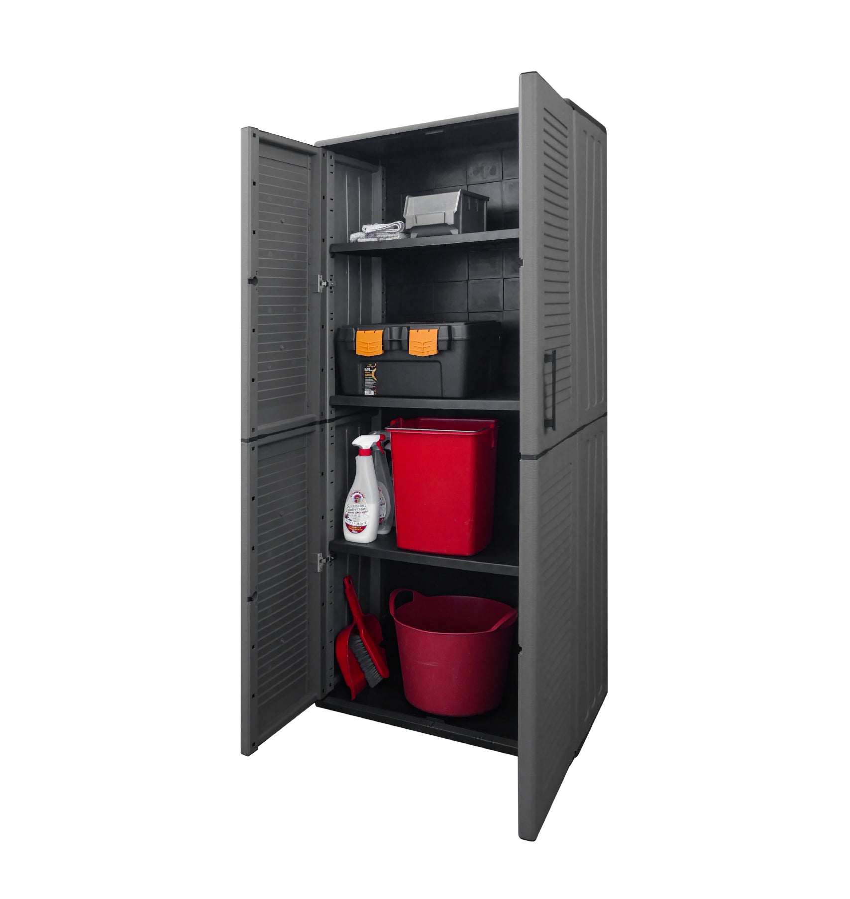 Full Height Plastic Cabinet - Dark Grey, Durable, Eco-Friendly