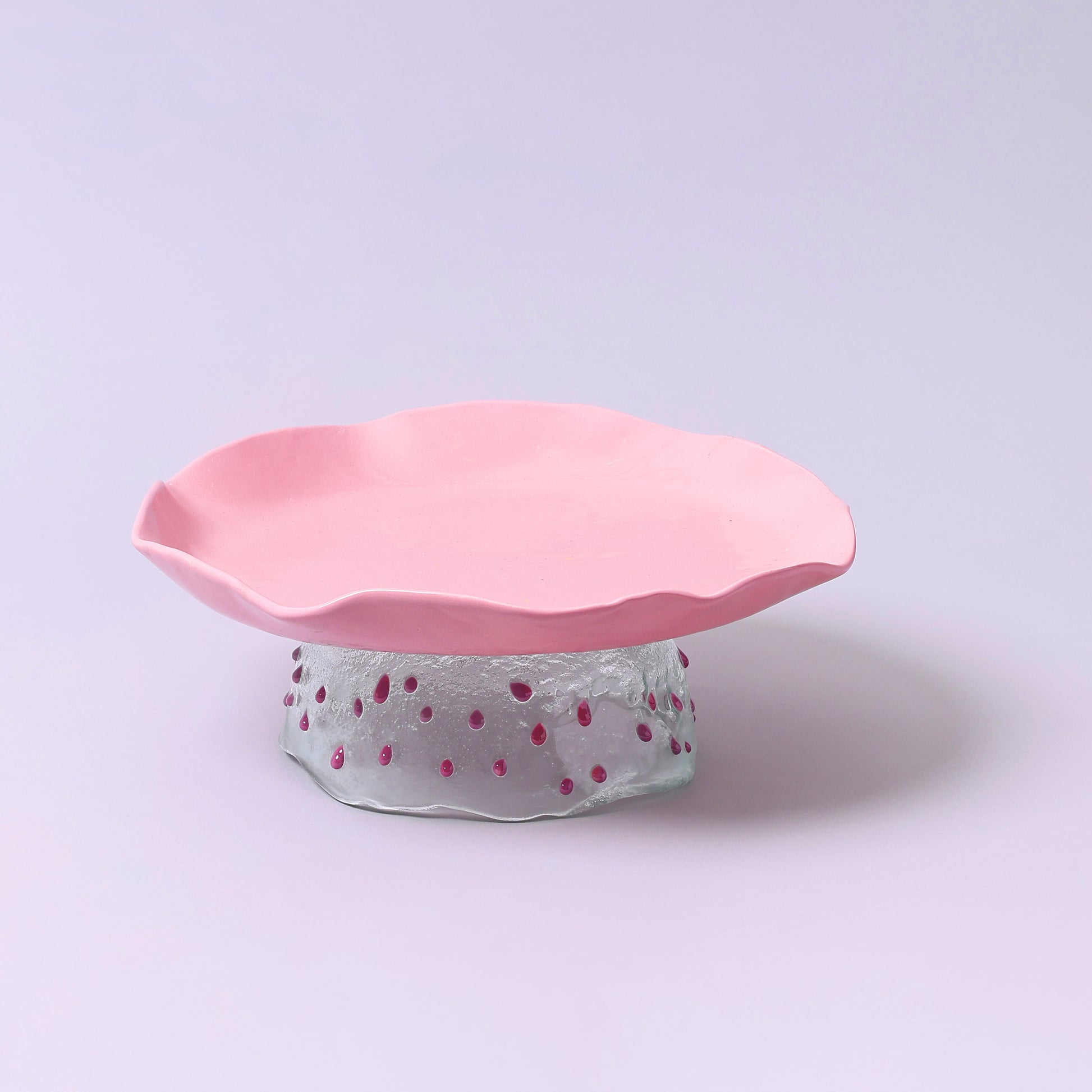 Handmade Ceramic Serving Plate with Glass Stand