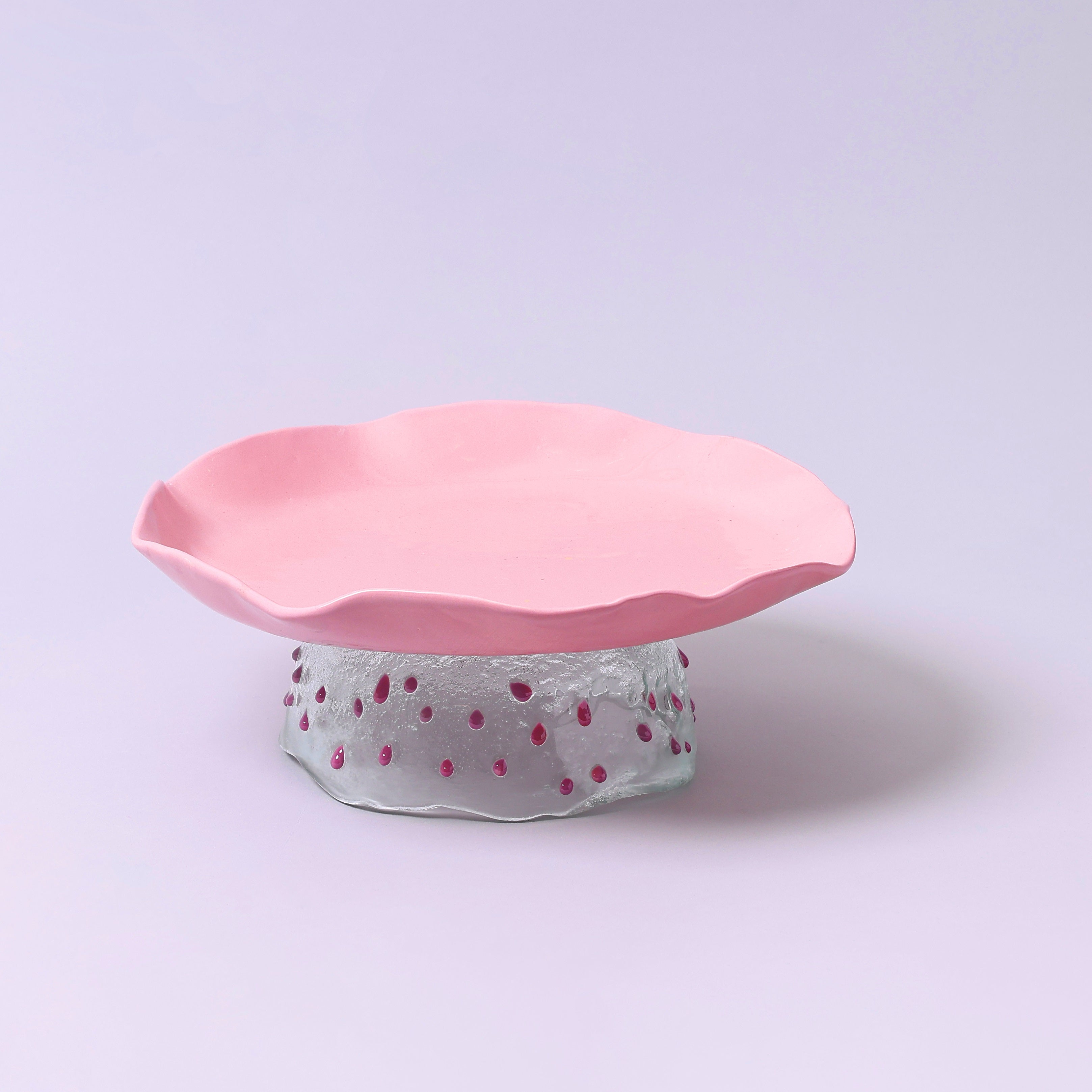 Handmade Ceramic Serving Plate with Glass Stand