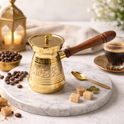 Copper 4-Cup Turkish Coffee Pot with Wooden Handle
