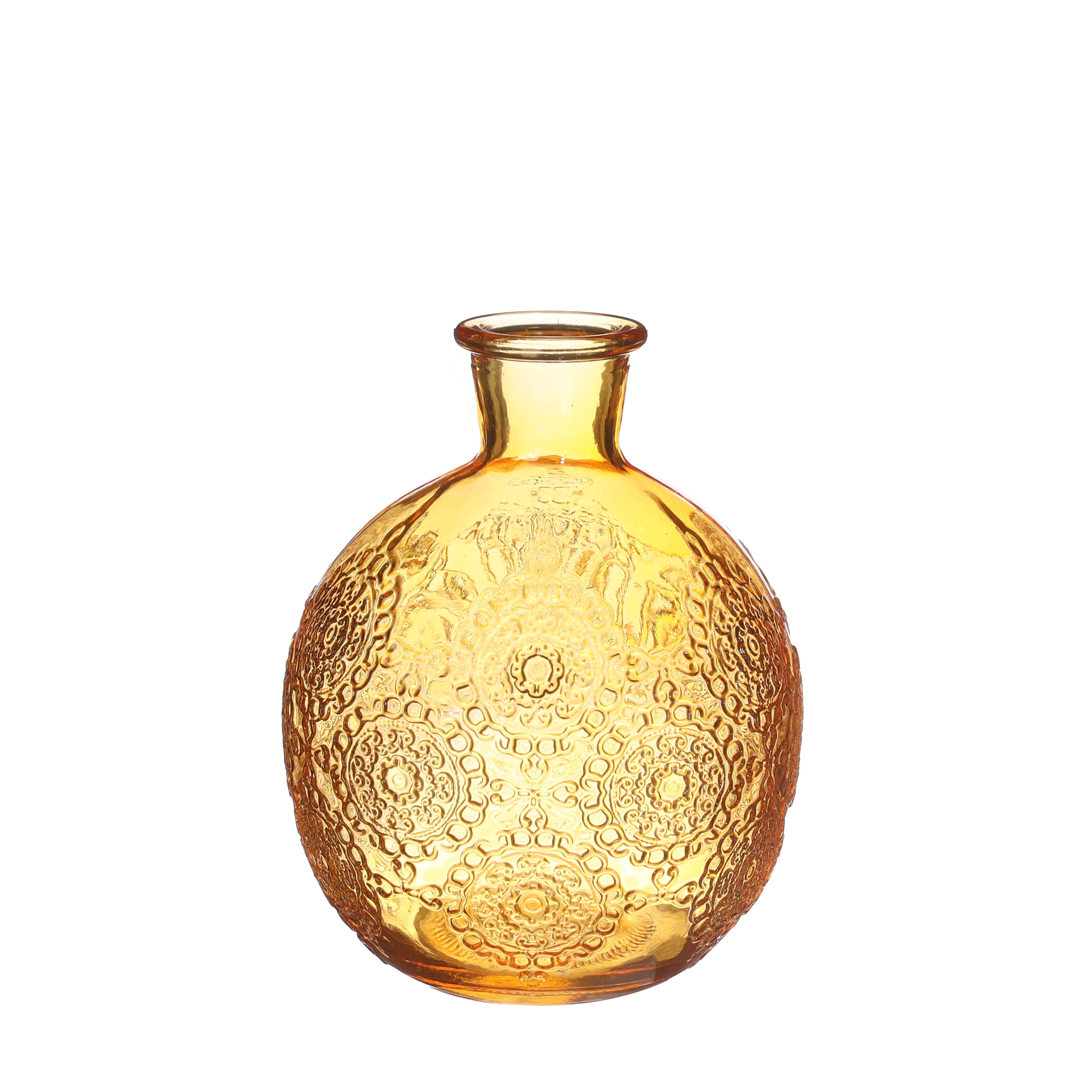 Bologna Bottle Ocre - Rustic Glass Vase for Home Decor