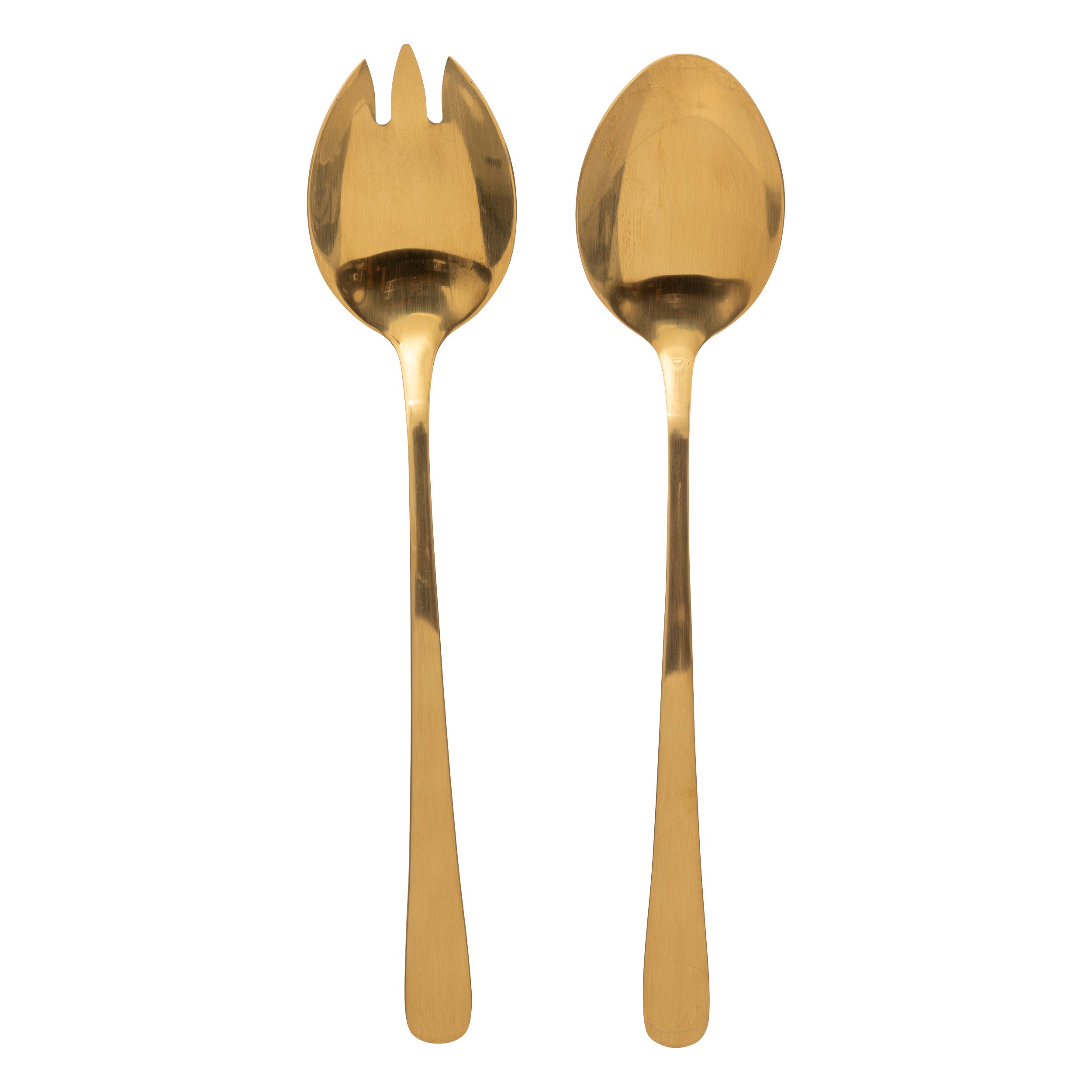 Set of 2 Salad Servers Stainless Steel 24 cm - Gold, Black