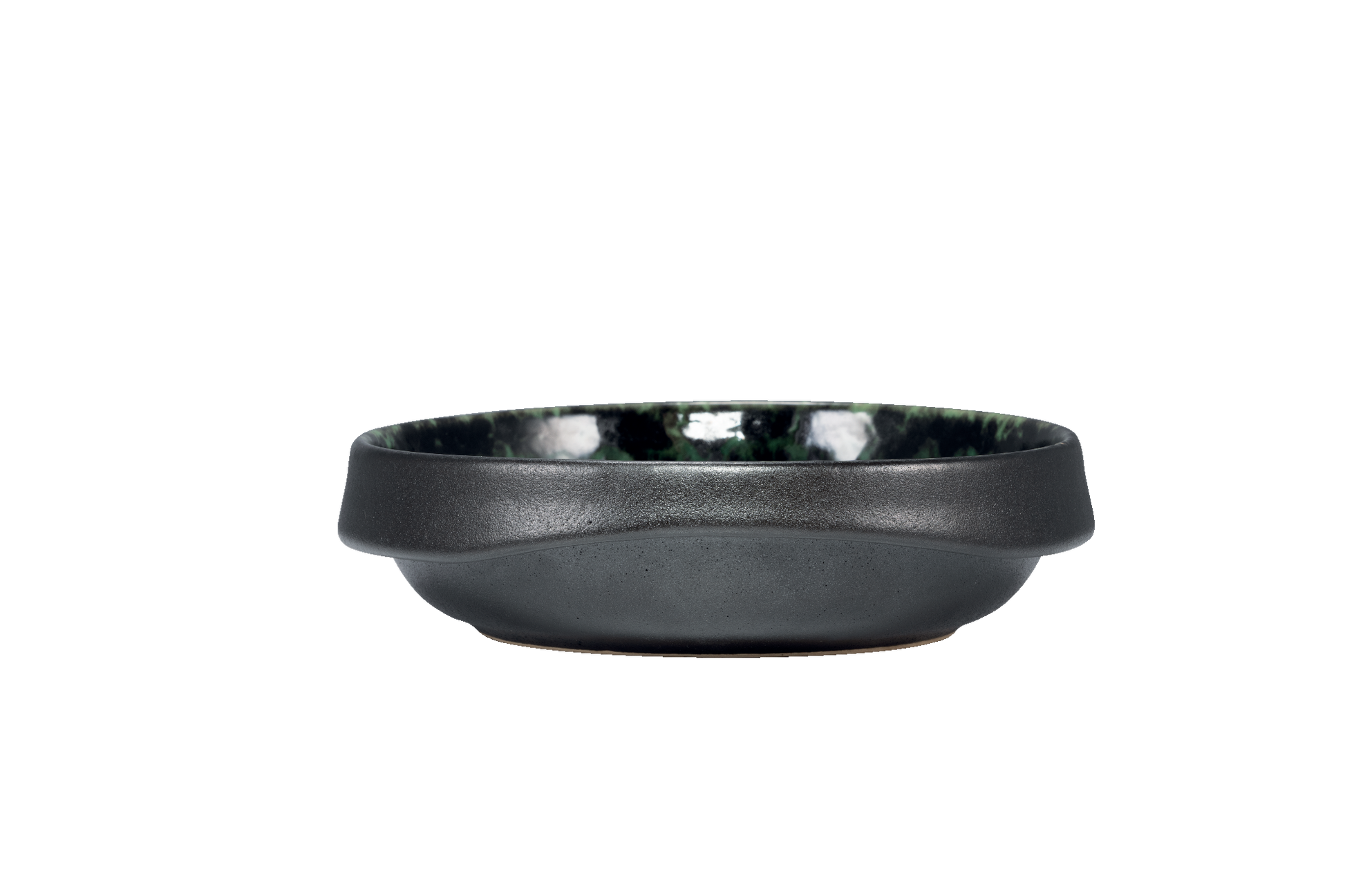 Round Black and Green Deep Plate Stoneware Modern Tableware