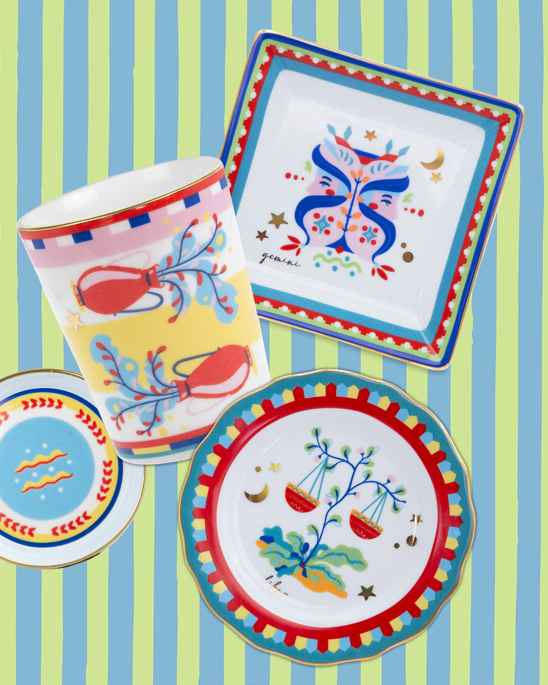 Cup With Lid/Saucer Libra - Porcelain Zodiac Vibe Ø9cm H12cm
