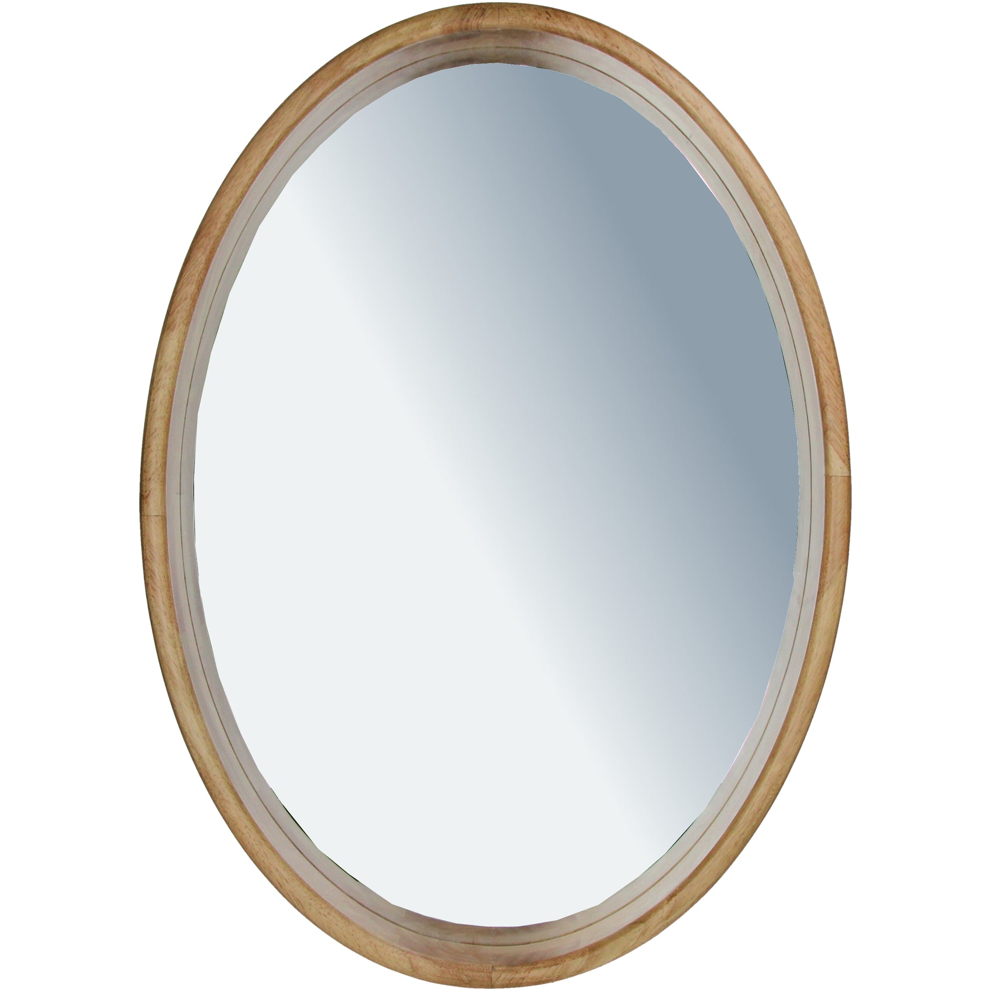 Natural Rubberwood Wall Mirror - 50x6x70cm
