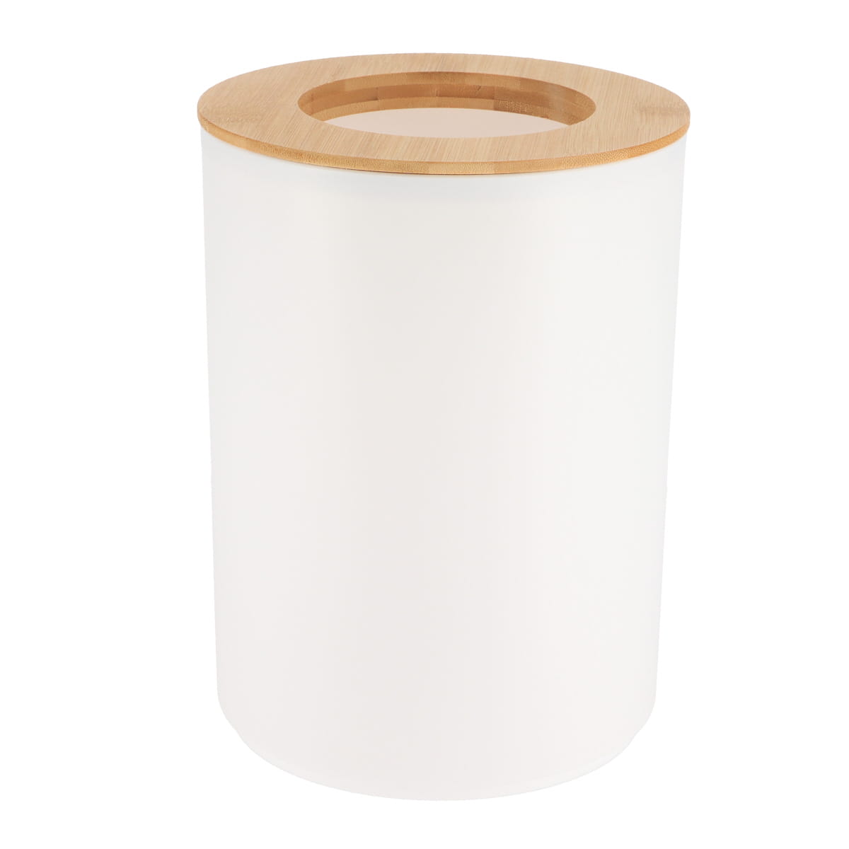 Round Bin with Bamboo Cover, Modern Bathroom Waste Bin, 5L