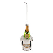 Glass Champagne Bucket, 11 cm Tall, Gold - Hanging Christmas Ornament