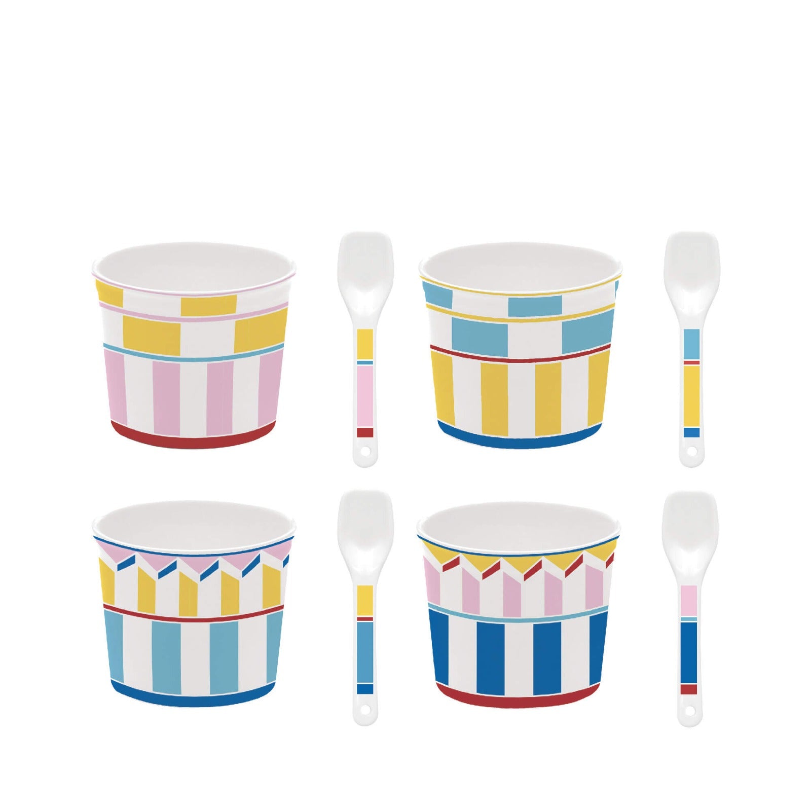 Italian Porcelain Ice Cream Bowl with Spoon