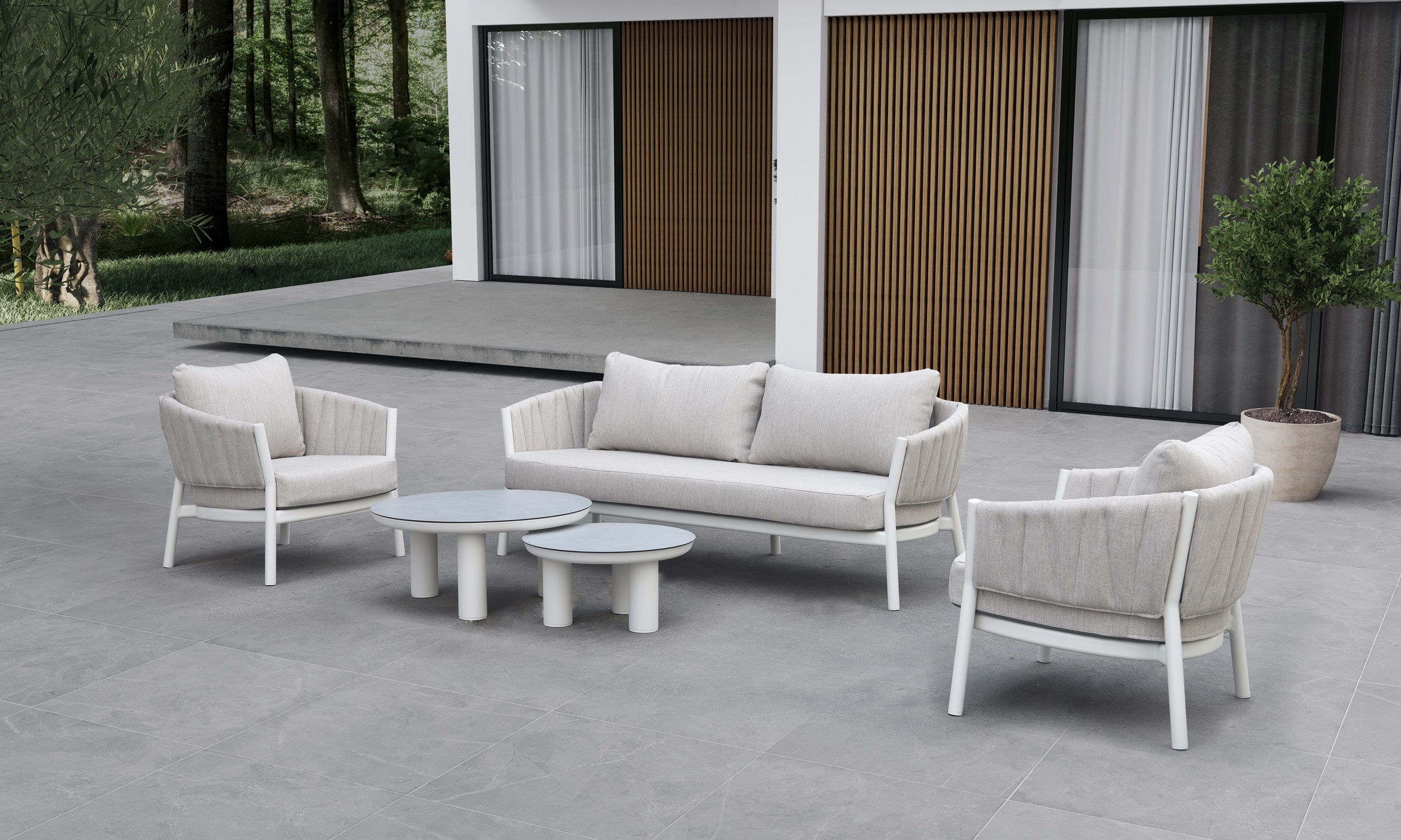 Grid Outdoor Aluminum Set Modern Garden Lounge with Cushions