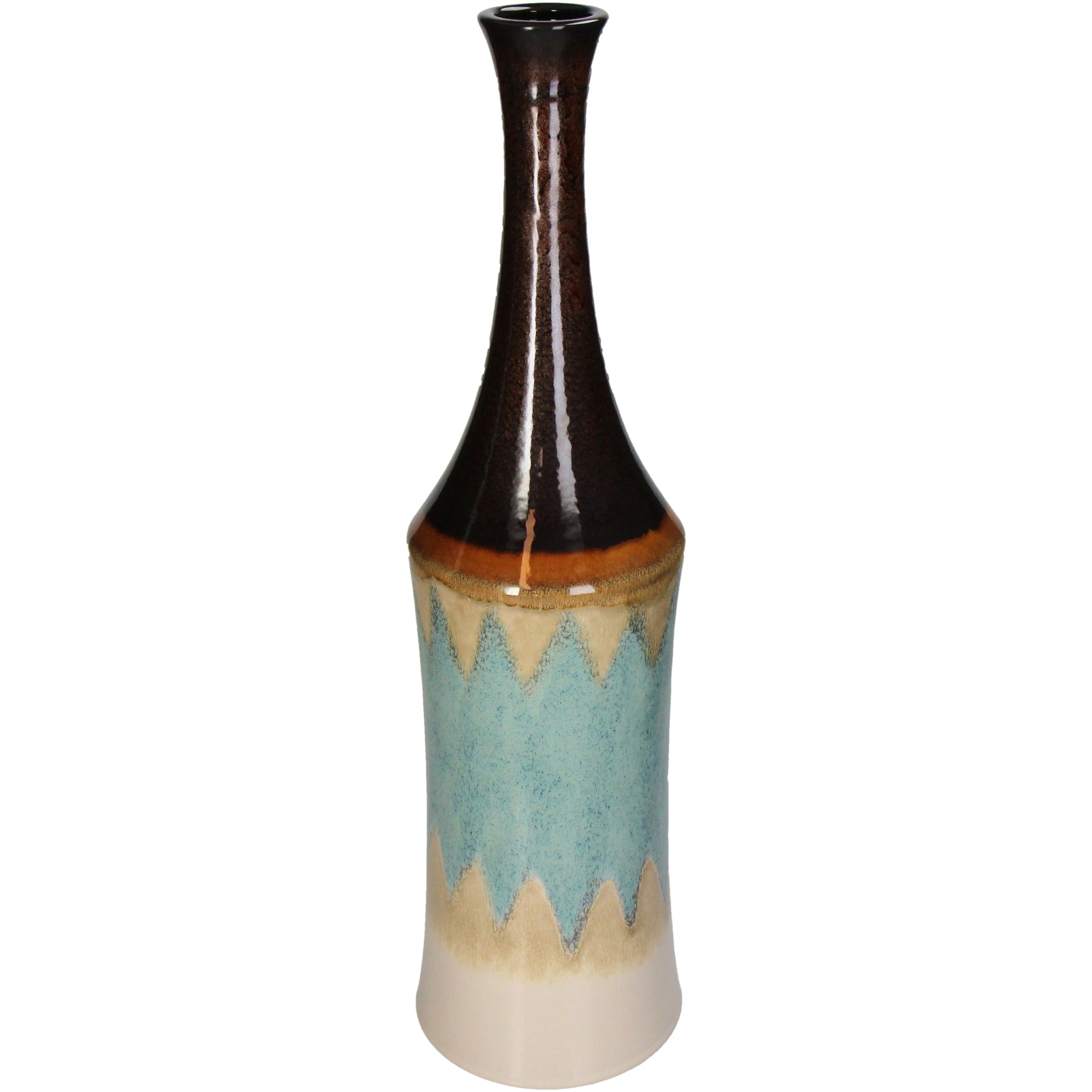 Vase Stoneware Blue Tall Decorative Accent for Home