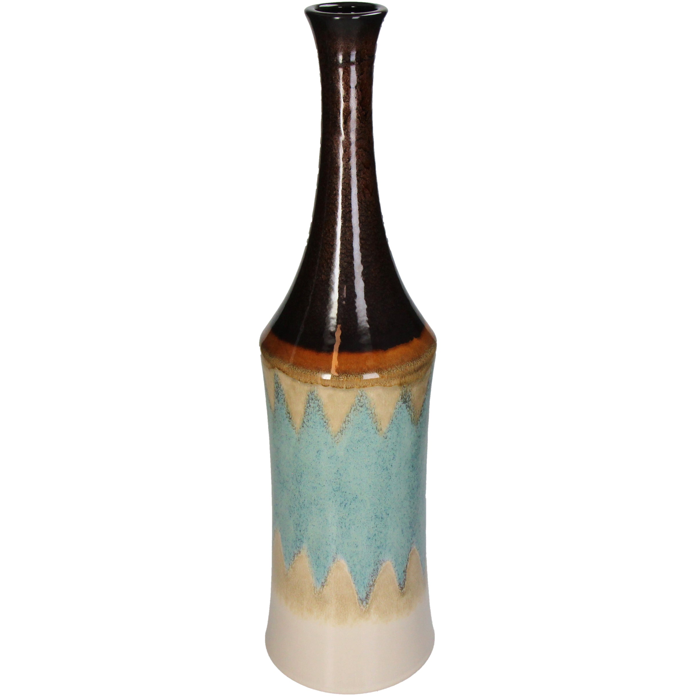 Vase Stoneware Blue Tall Decorative Accent for Home