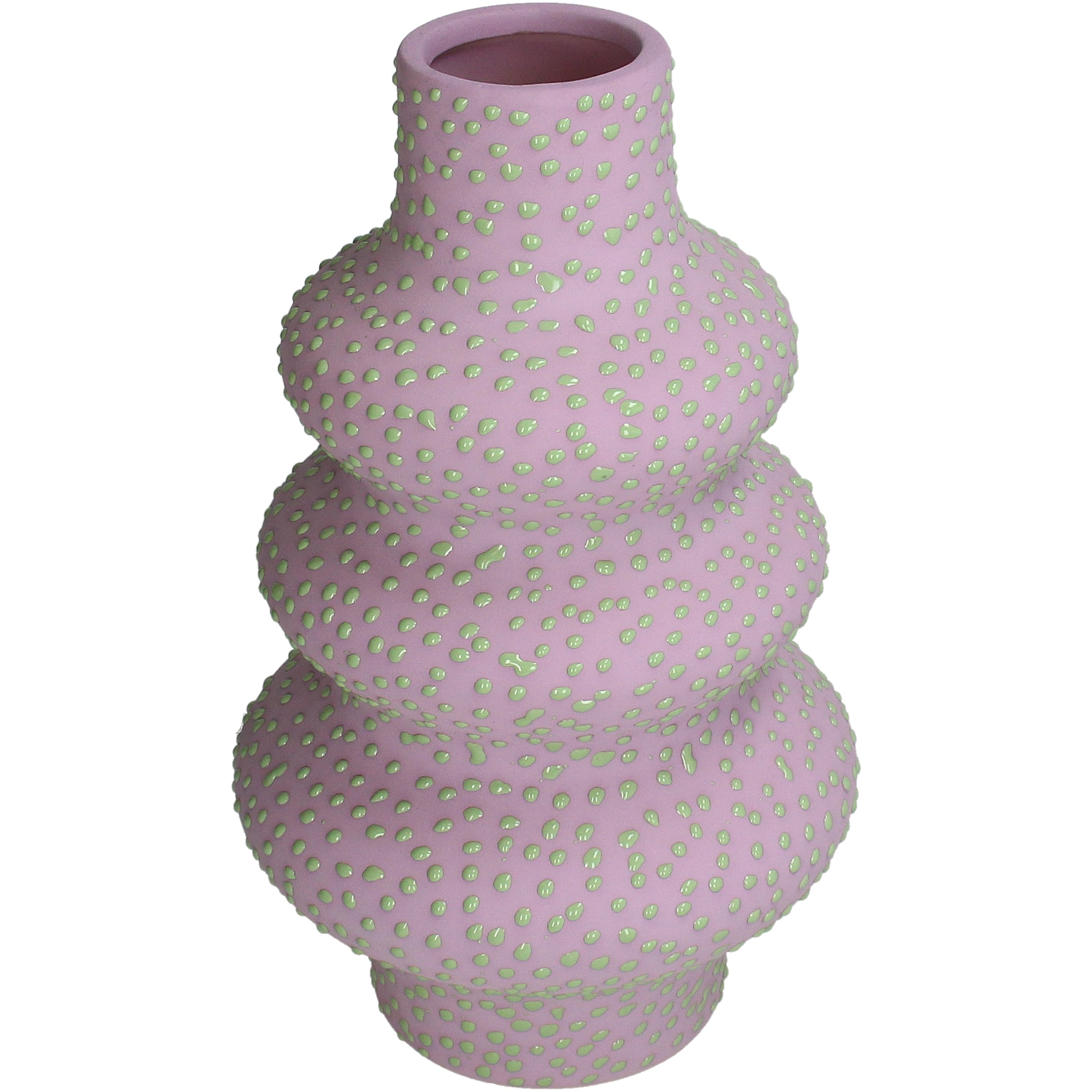 Spotted Stoneware Vase 32 cm Decorative Dot Accent Blue or Lilac