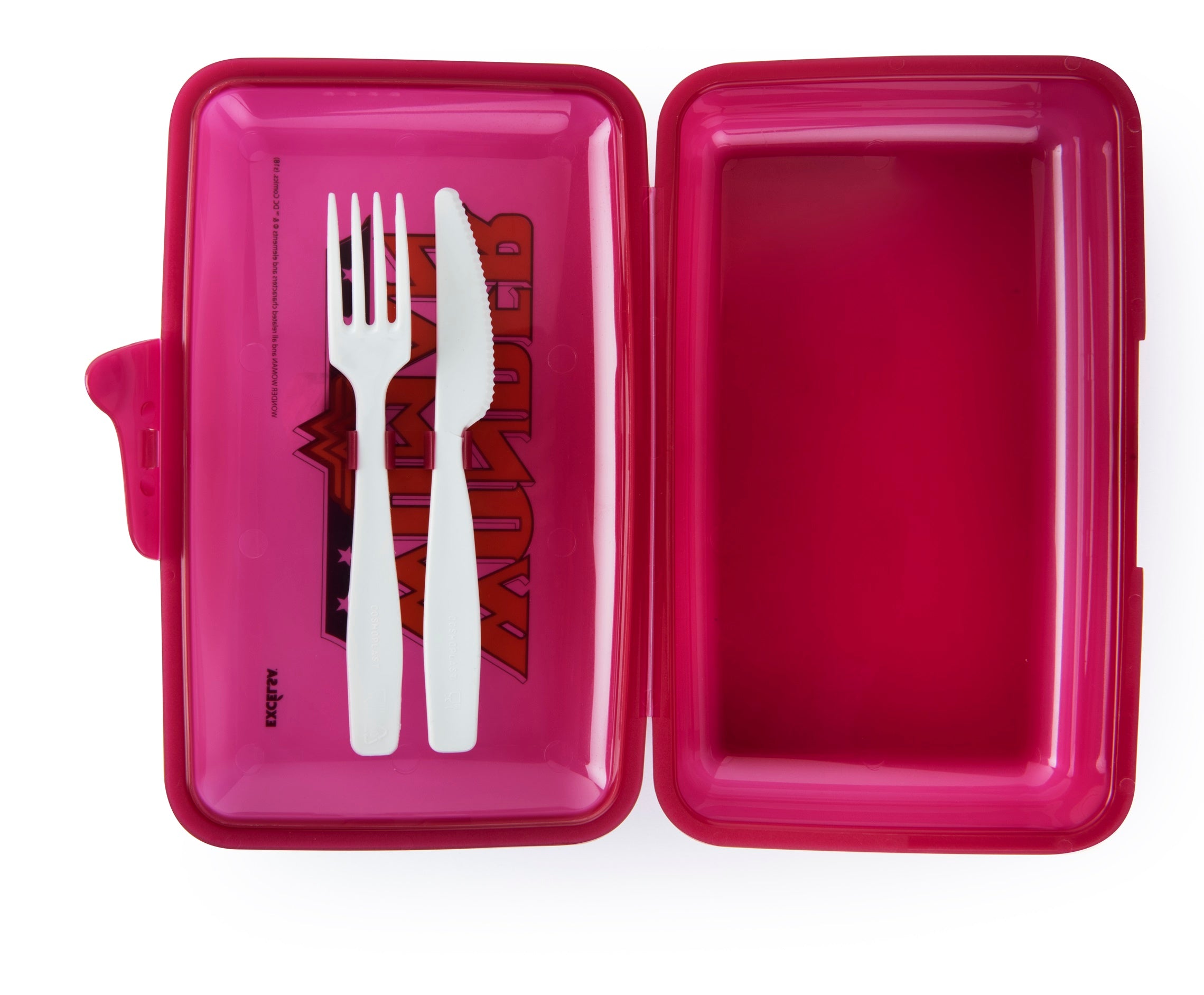 "Supereroi" Wonder Woman Lunch Box With Utensils, Polypropylene, Kids School Essentials