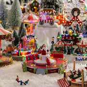 Santa Carousel with 25 Multicolor LED, Musical with Movement Polyresin