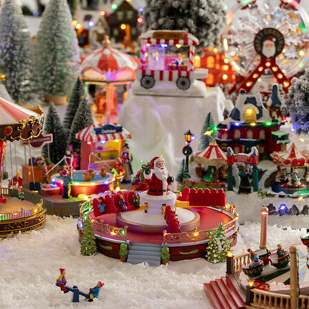 Santa Carousel with 25 Multicolor LED, Musical with Movement Polyresin
