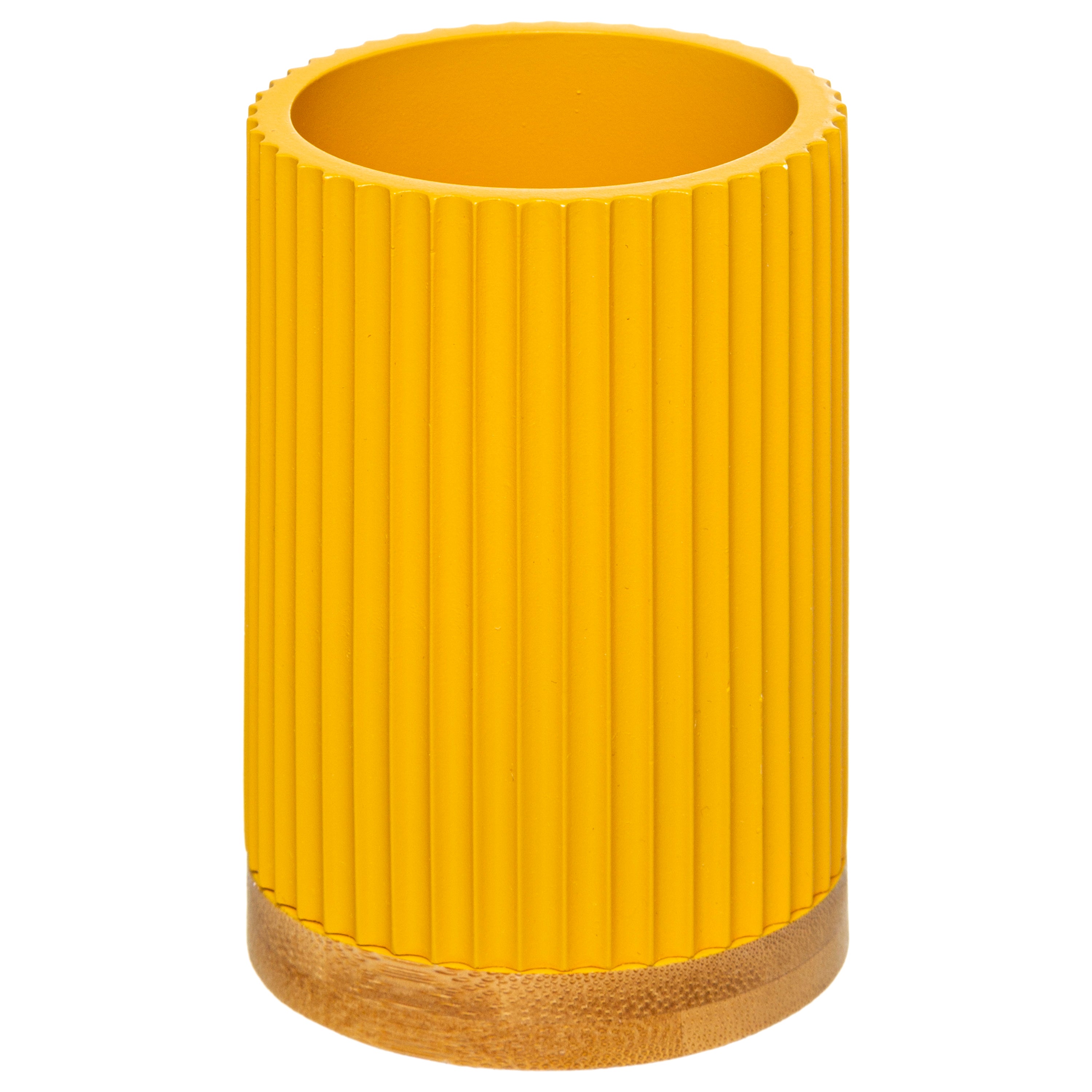 Toothbrush Holder Modern Polyresin with Bamboo Base