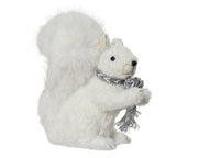 Squirrel Polyester Glitter with Scarf — White Christmas Decoration 24cm