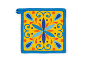 Puebla Pot Holder - Cotton, 20x20cm, Blue Trim
