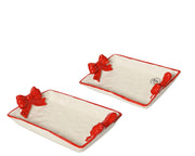 Serving Plate Dolomite Bows - Handmade Christmas Rectangular Tray Set 2pcs