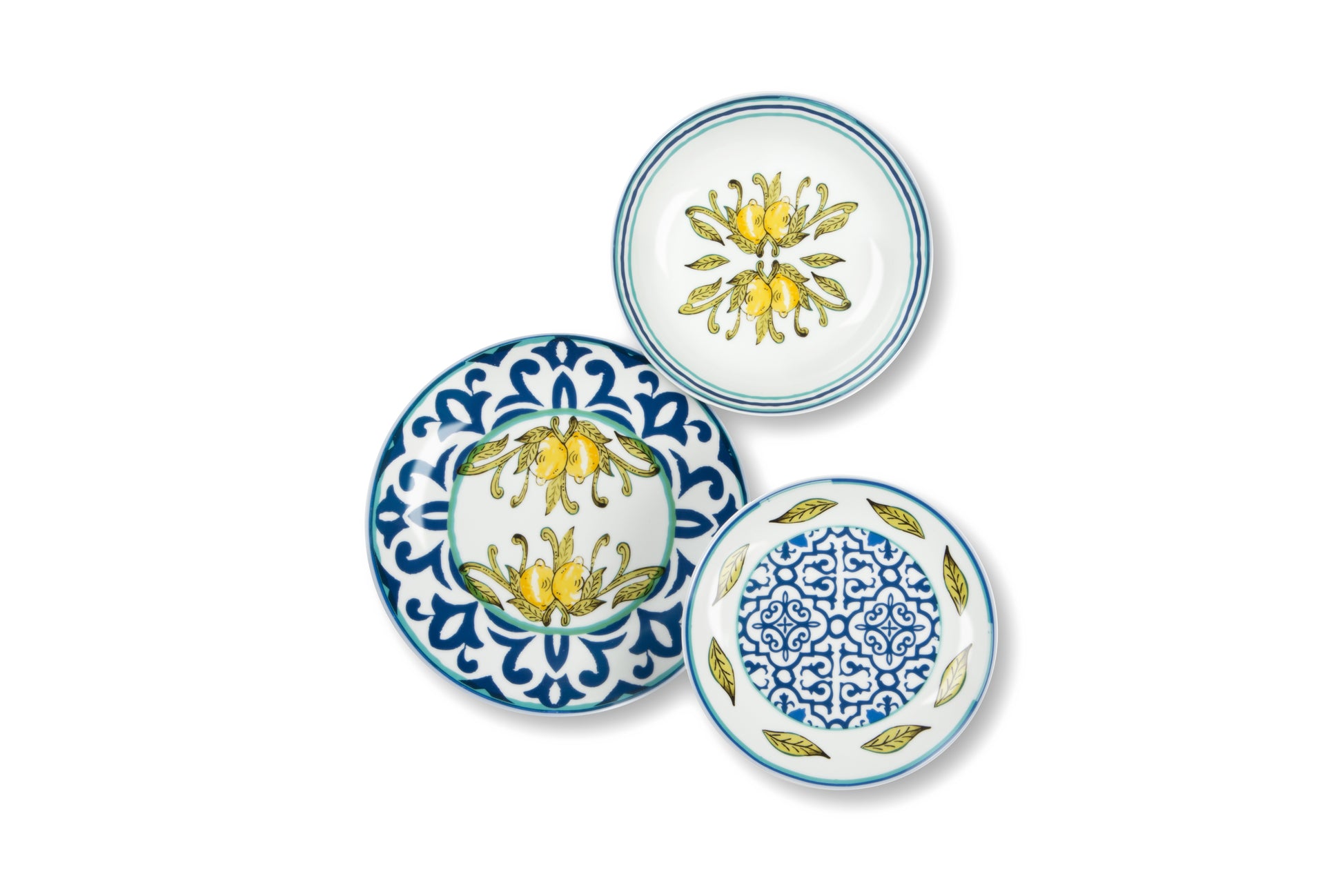 Amalfi Dinner Set Porcelain with Lemon Majolica Print