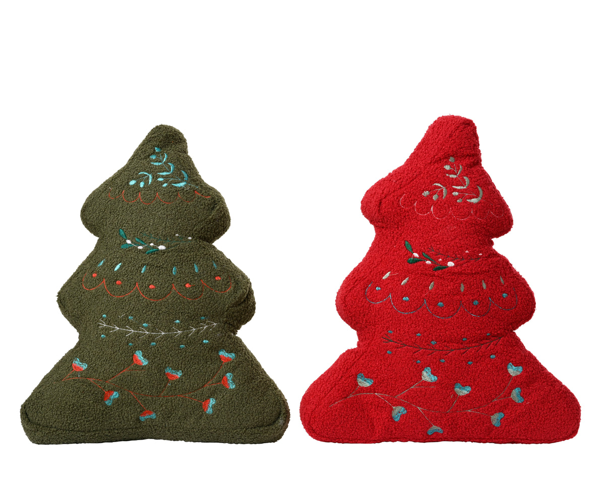 Cushion Polyester Tree Embroidery - Tree-Shaped Christmas Cushion, 50x40x5cm