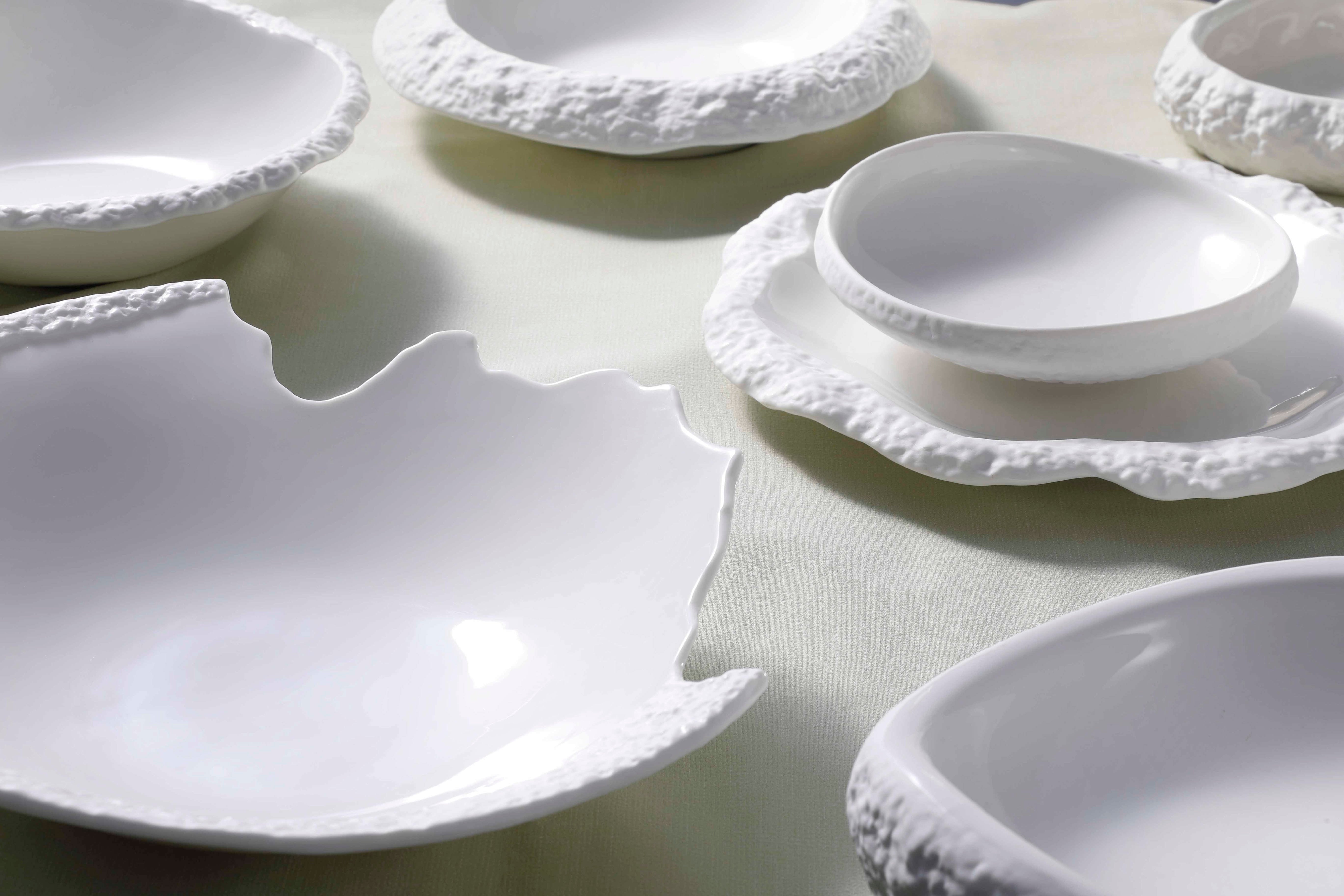 Porcelain Serving Bowl Calcaire, Textured Ceramic, 30 cm