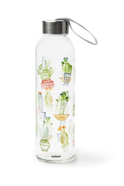 Cactus Bottle with Stainless Cap, 500ml Glass Drinkware for Kitchen