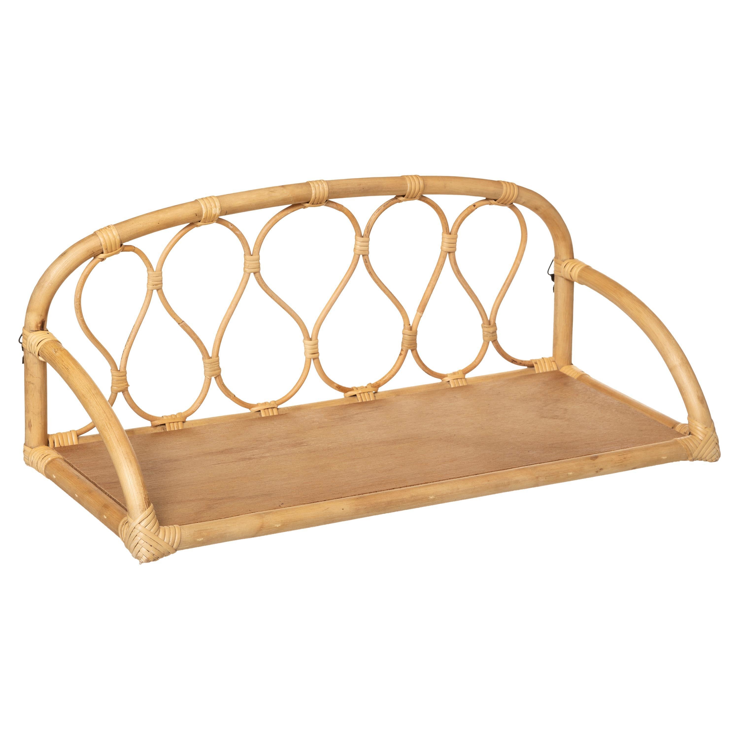 Rattan Wall Shelf with Retro Design