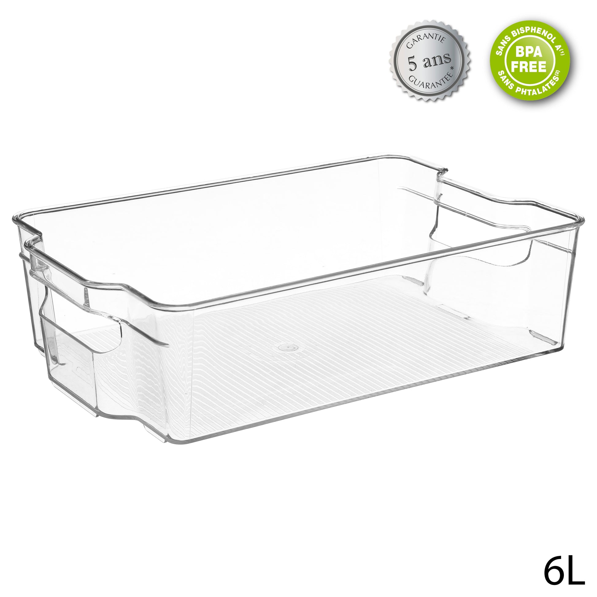 Fridge Storage Box, PET Plastic, 6L & 8L Capacity