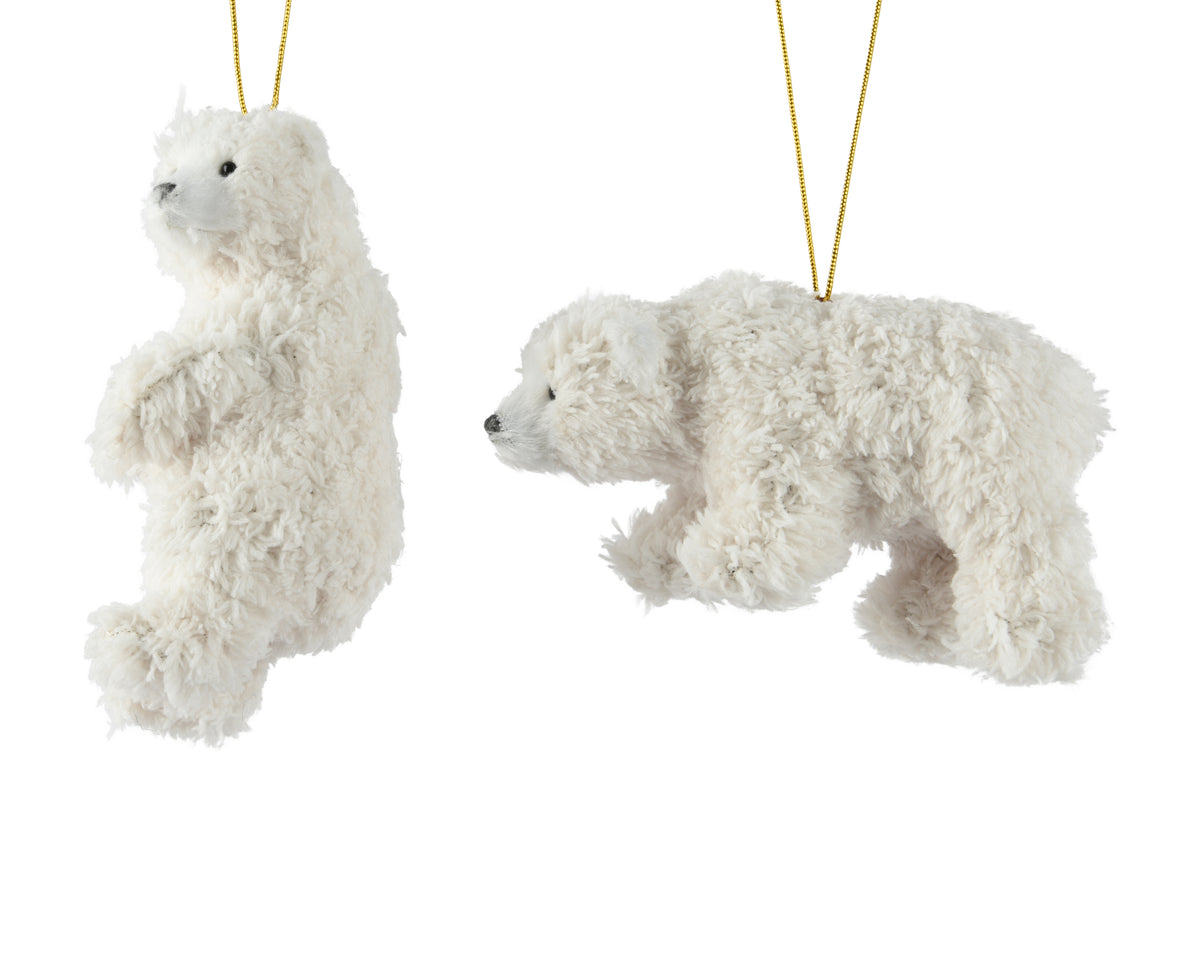 Polar Bear PE Foam w Hanger Christmas Tree Ornament, 10.5x4.5x6cm White