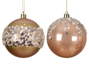 Bauble Plastic Pearl-Matt Peach Pearl 8cm Shatterproof Christmas Ball
