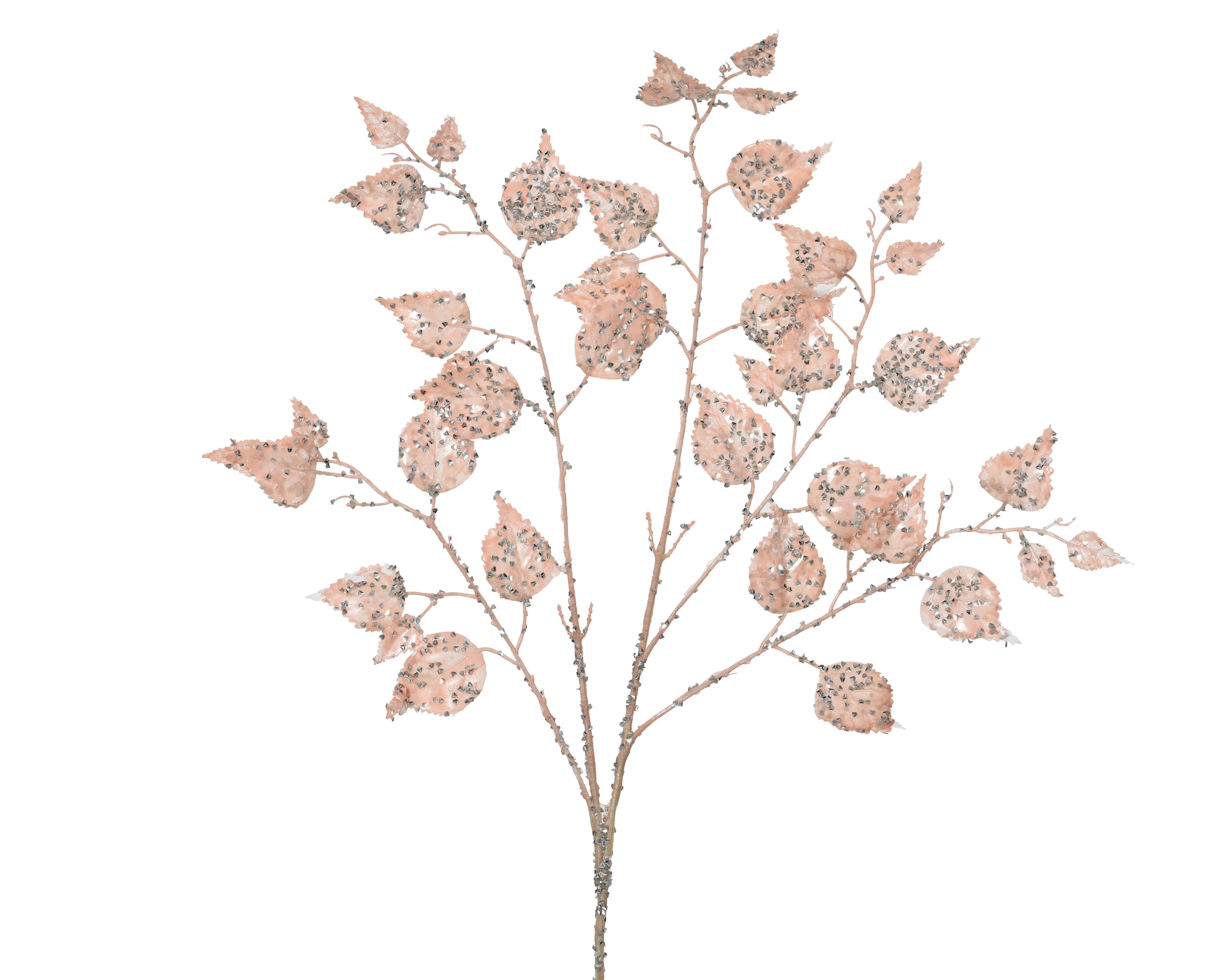 Spray Pe Spangle On Leaf - Peach Pearl Christmas Spray 83cm