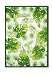"FOLIAGE" Dish Cloth - 100% Cotton, 50x70 cm, Green Edging
