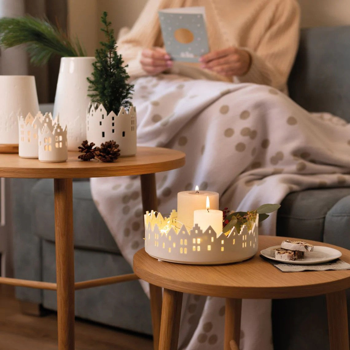 City Light Cityscape Candle Holder Porcelain