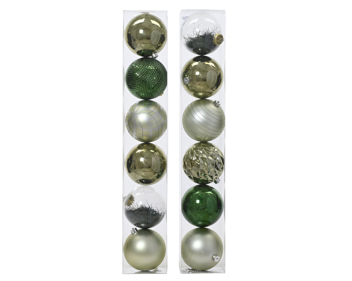 Bauble Polystyrene Matt, Glitter, Shiny - 6 Pc Set 15cm Red
