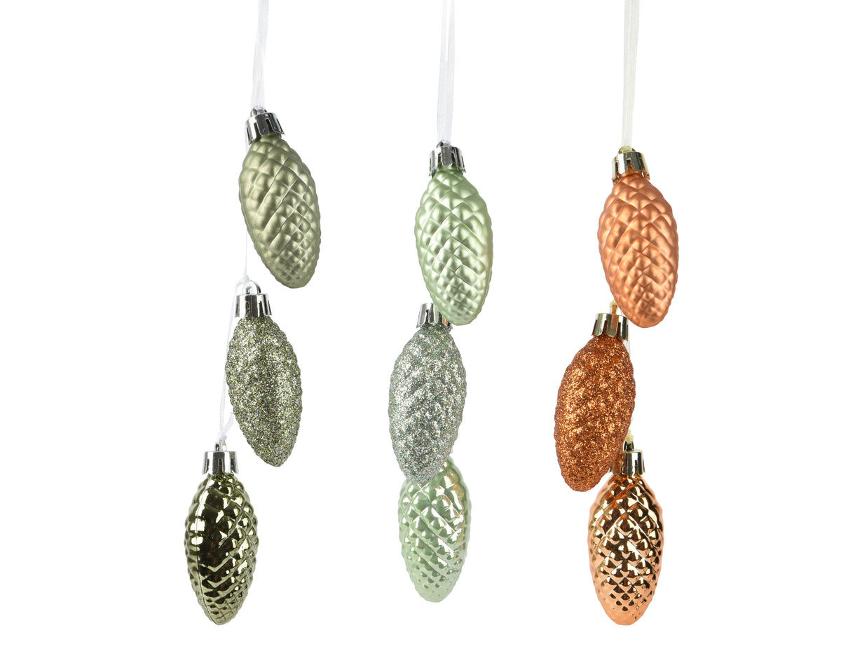 Pinecone Polystyrene Shiny - Matt - Glitter Assorted Tree Decoration