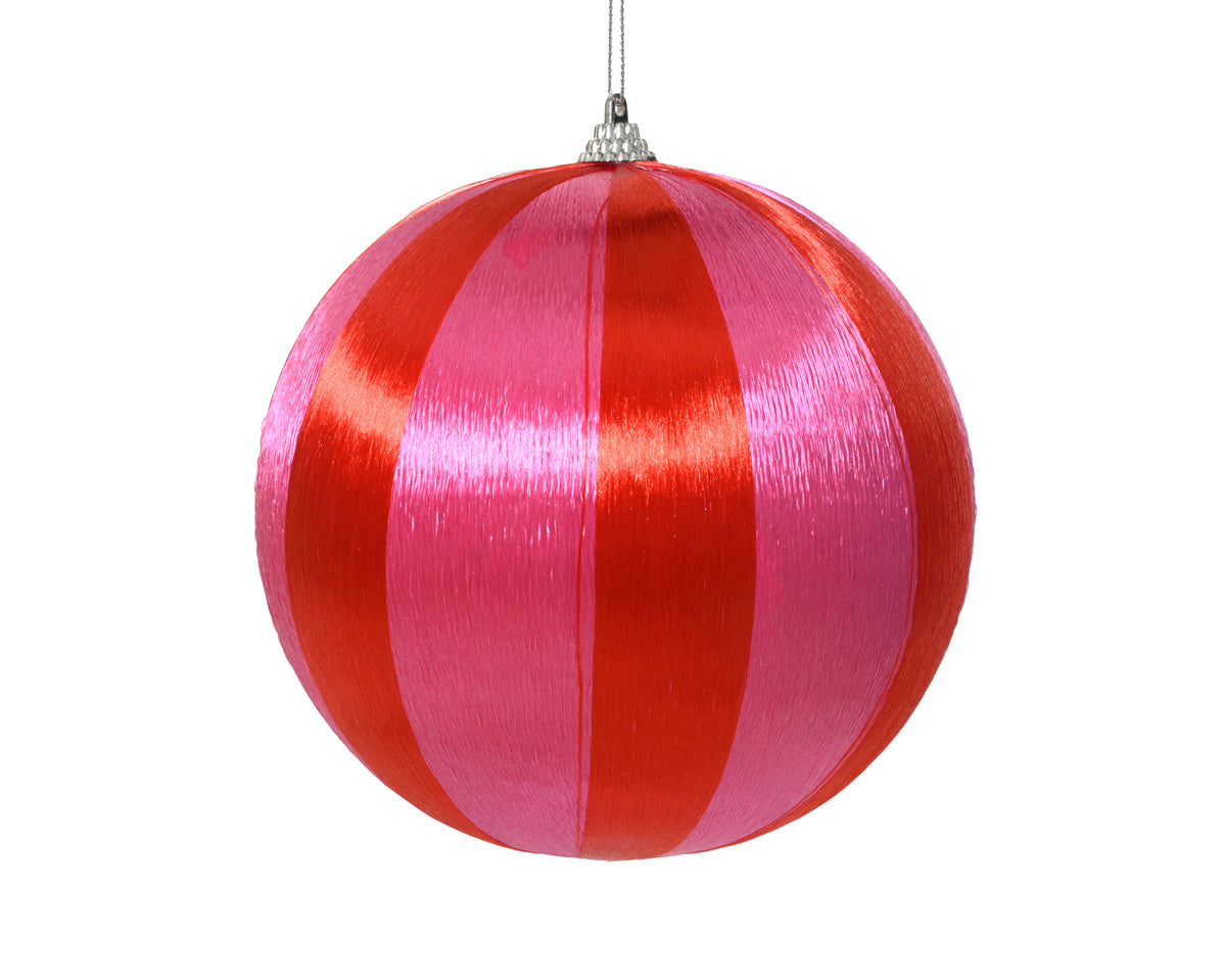 Bauble Foam Shiny Thread 8cm with Hanger - Red, Pink, Blue, Fushia