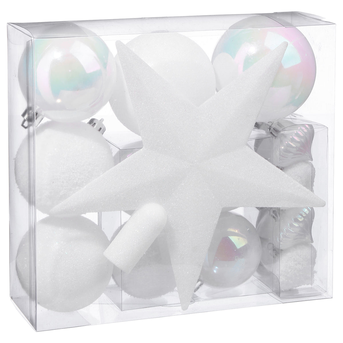 XMAS Deco Kit 18Pcs White Christmas Balls