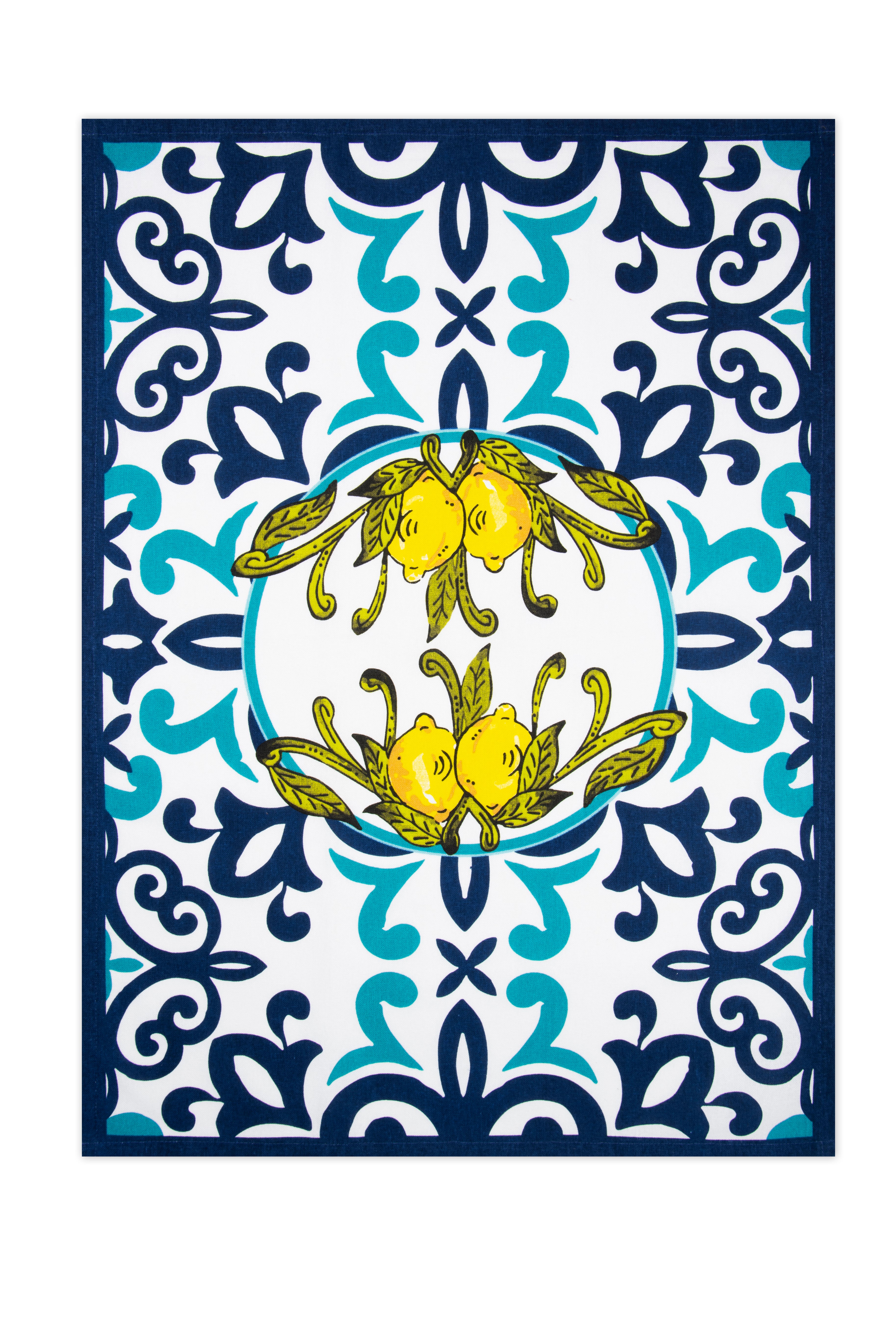 "AMALFI" DISH CLOTH, 100% Cotton, Blue Edging