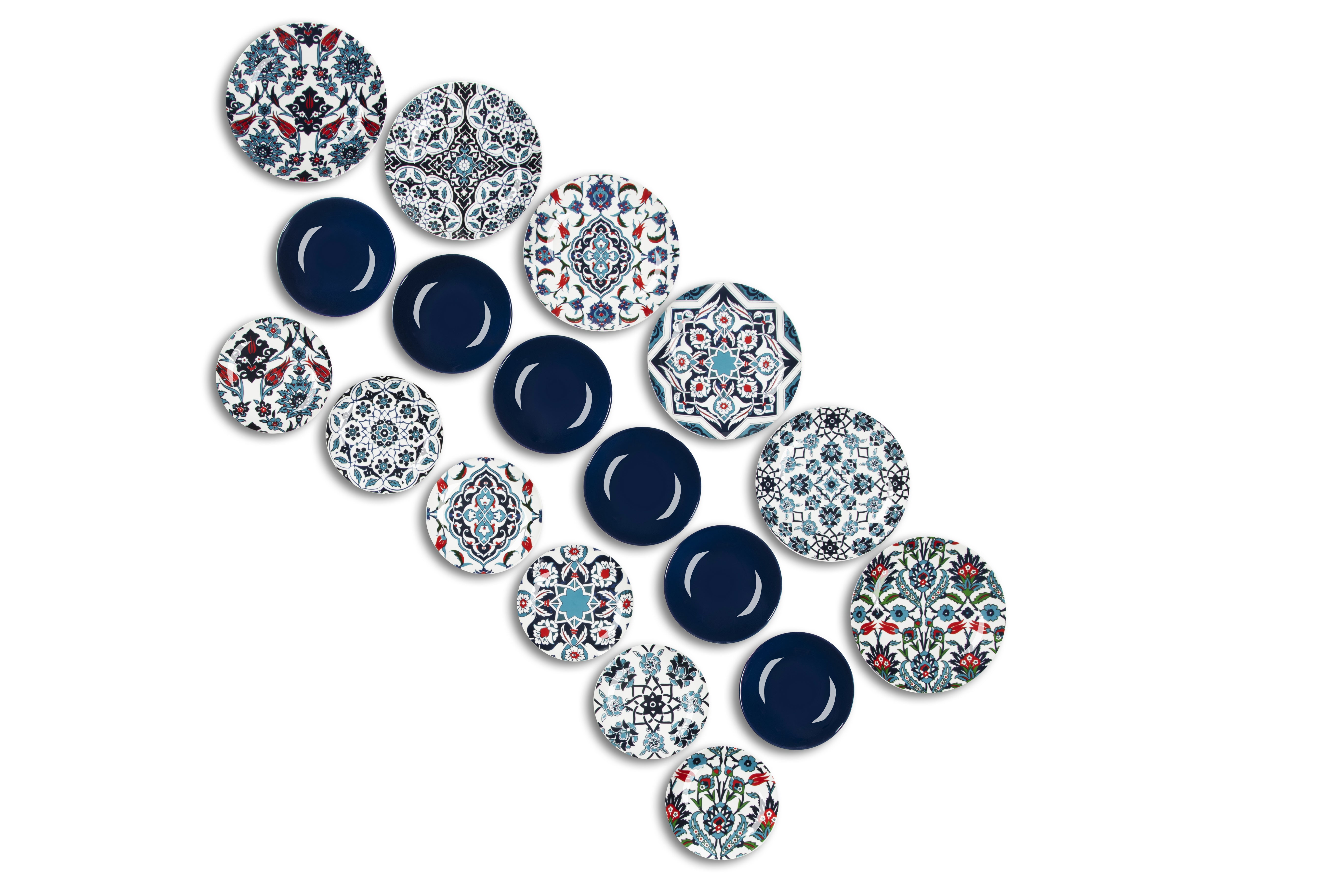 Topkapi Dinner Set, 18 Plates, Porcelain & Stoneware