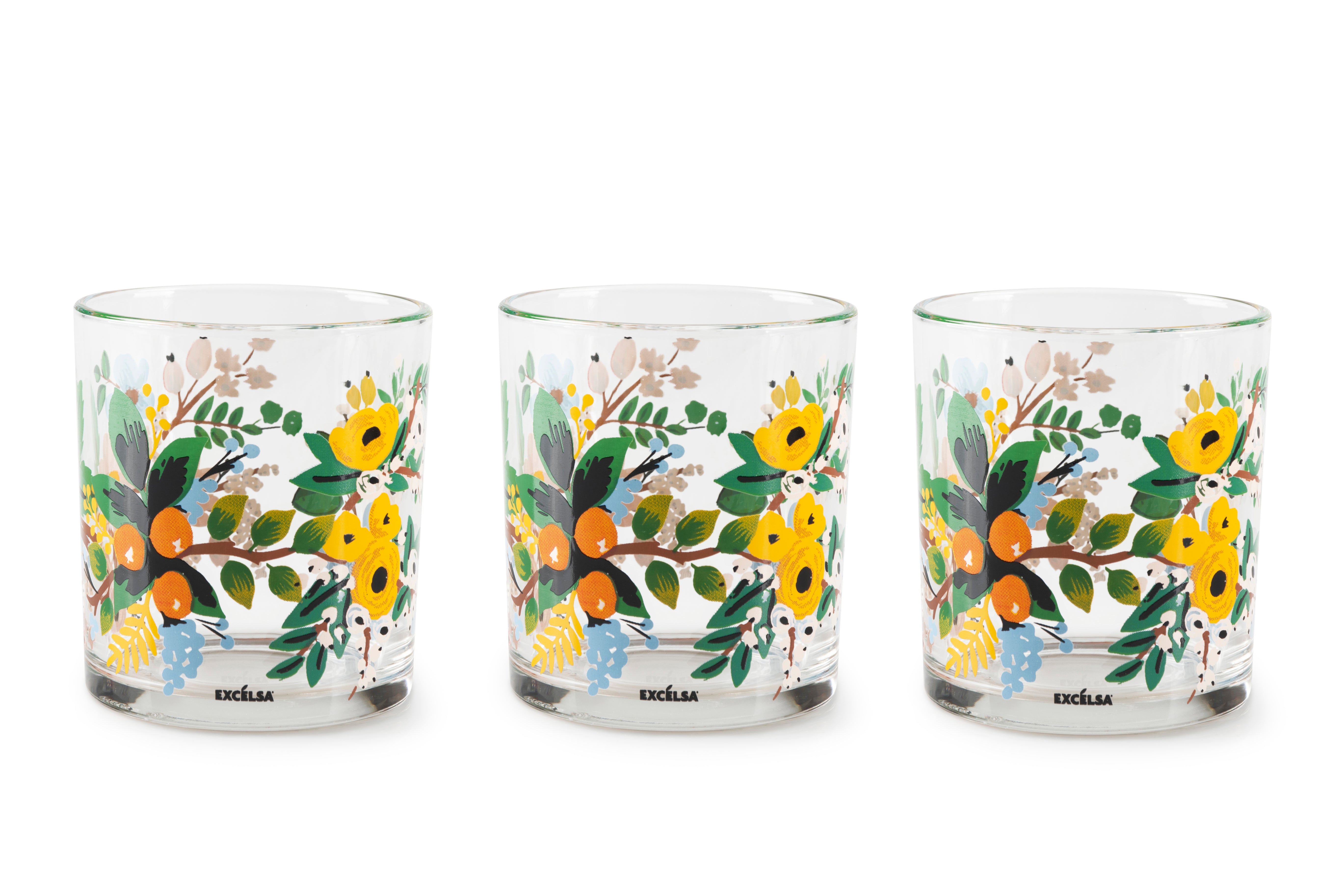 Fiori Frida Pack of 3 Vibrant Clear Glasses